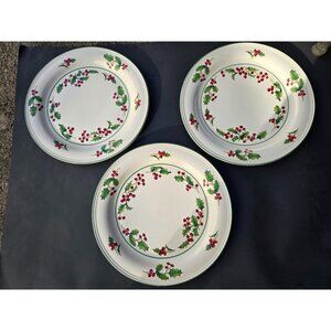 3 Vintage Sango White Christmas 10 3/4" Dinner Plates